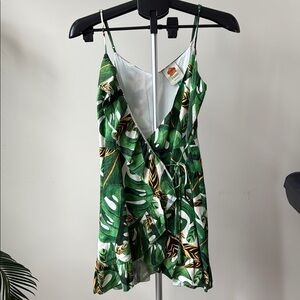 FARM Rio Tropical Leaf Print Wrap Dress, size S